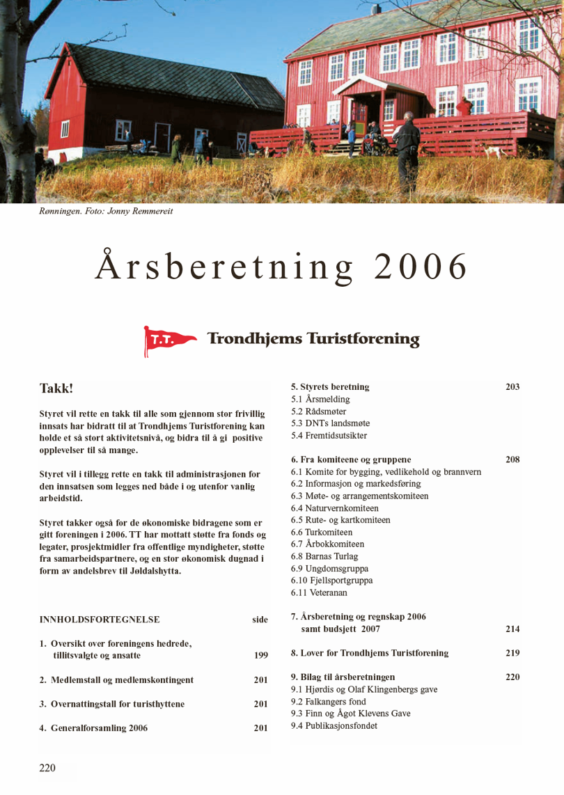 Innholdsfortegnelse for Årsberetning 2006