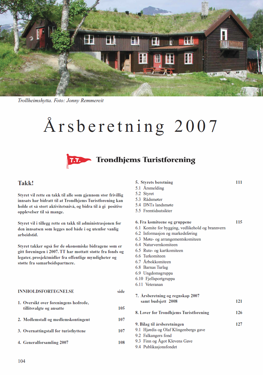 Innholdsfortegnelse for Årsberetning 2007