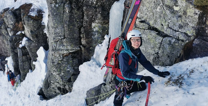Bilder fra kurs i skialpinisme 27.-28. februar 2021. Fjellsport, ski, topptur, toppturski.