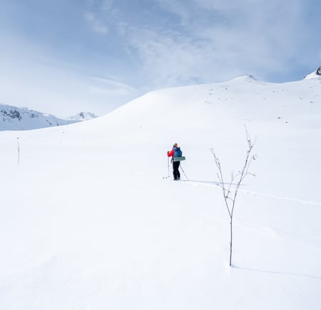 Person på ski i vinterfjellet