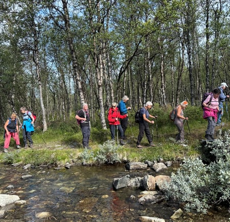 Turgruppe går på rekke