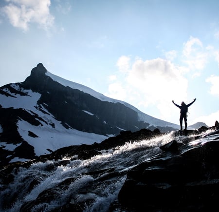 Min meget fornøyde turkompis Kacper på vei ned fra Storebjørn i Jotunheimen [joakimdn@gmail.com, 41011014]