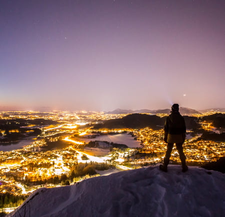 Utsikt over Bergen fra Ramsberget på Fanafjellet.