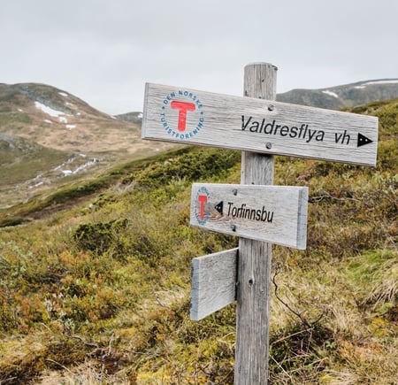 Skiltstolpe i Jotunheimen