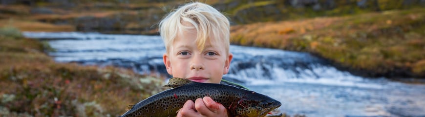 Barn på fisketur til Selhamar i Stølsheimen, september 2017.
