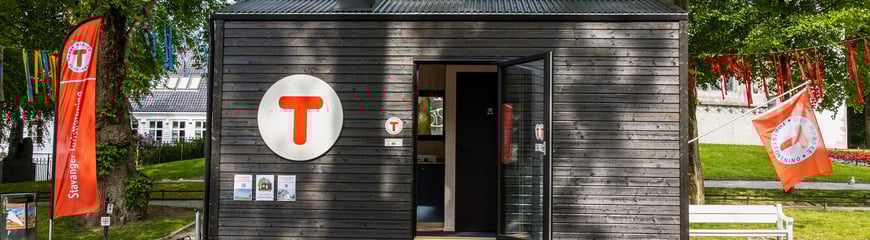 Hytta på hjul i Byparken i Stavanger under Landsmøte 2025.