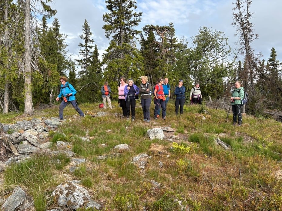 Tydelige spor etter steinmurer på toppen