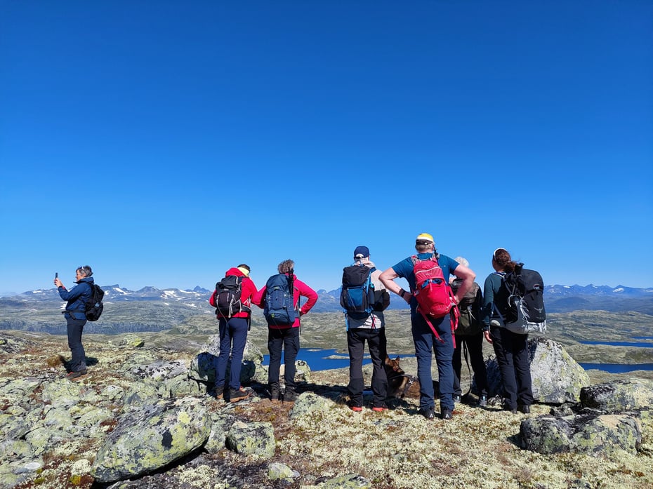Ingeborg Høe Utsikt mot Jotunheimen og Hurrungane langs ryggen mot Slettningsegge