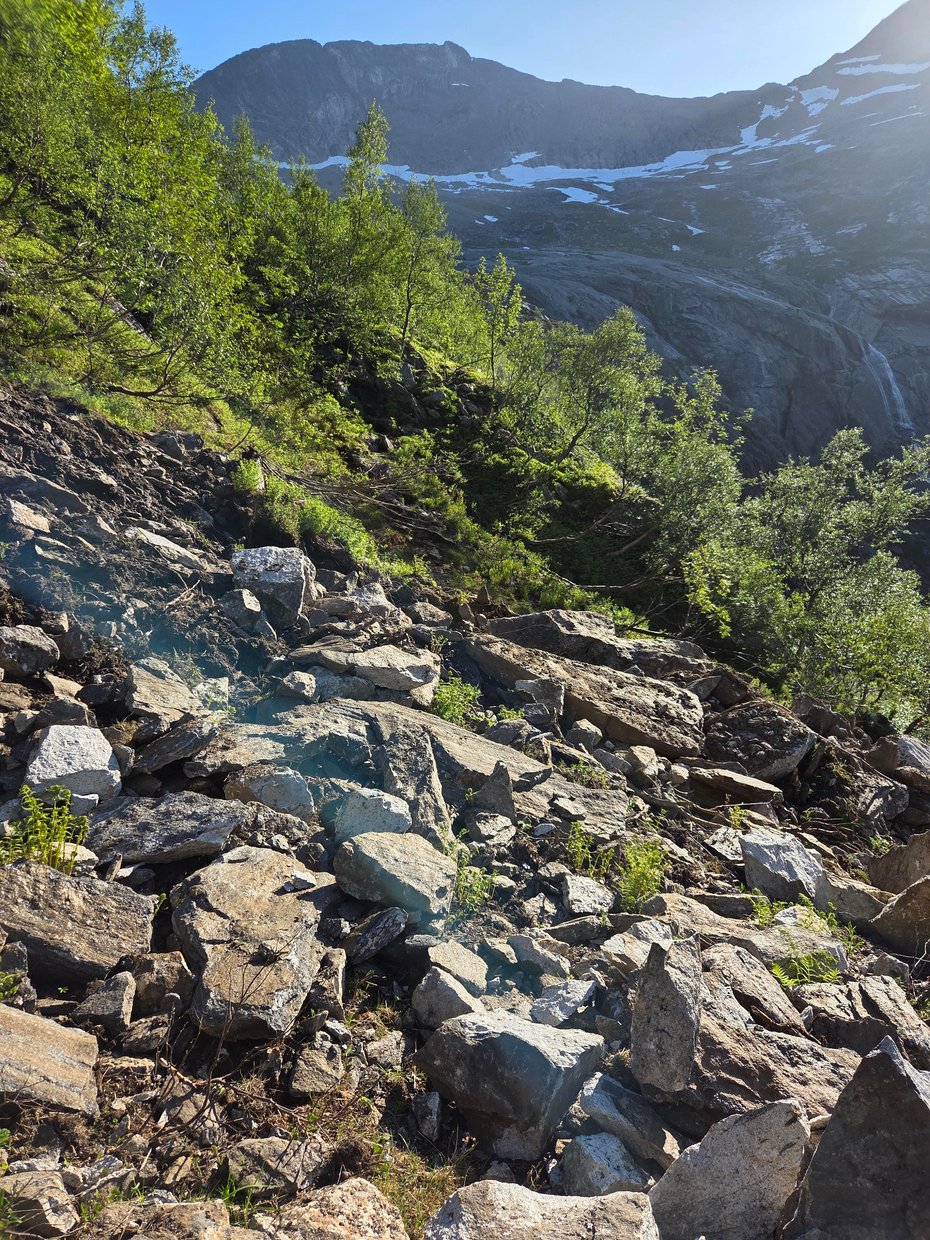 Stein som har rast ut av fjellet