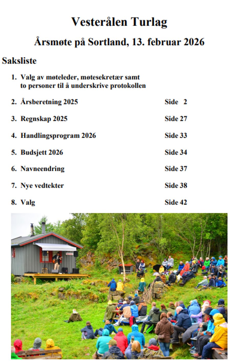 Skjermbilde av forsida av årsmeldinga