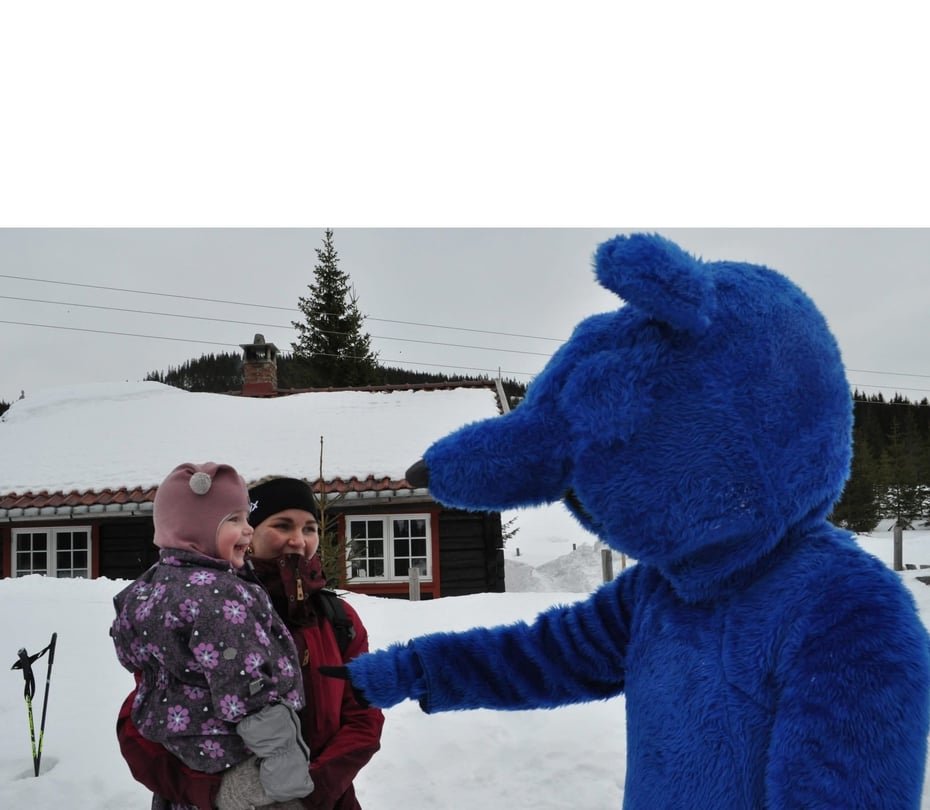 blå rev hilser på barna