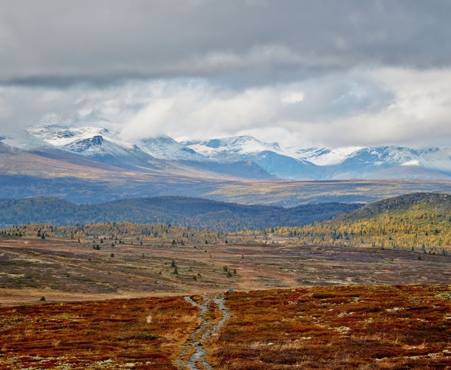Utsikt utover Storefjell og Gol. 