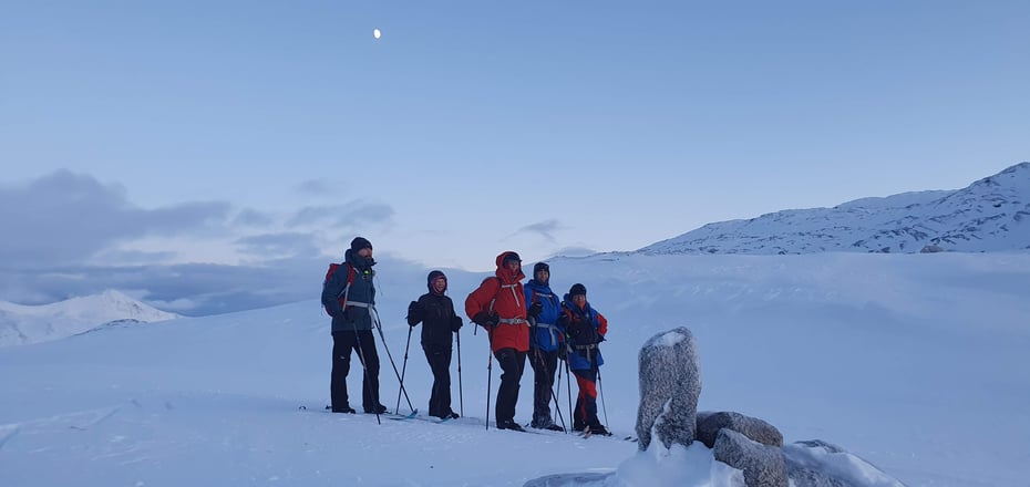 Turgruppe på vei mellom Haakonsbu og Toralfsbu
