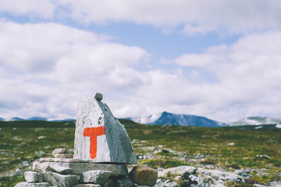 Første etappe av Trekanten i Trollheimen mellom Gjevilvasshytta og Trollheimen. 