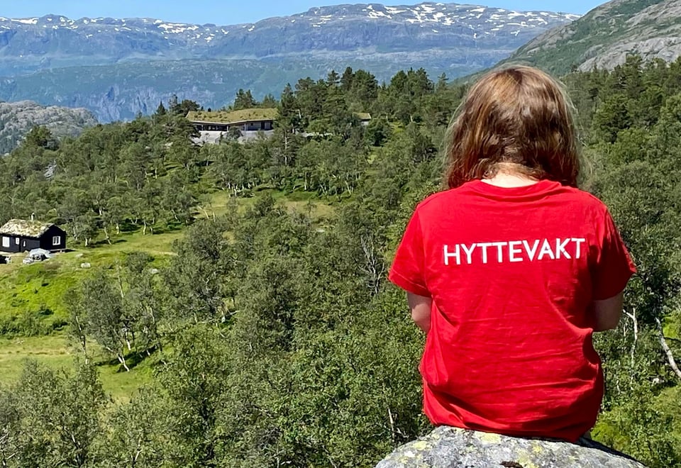 Familien Scheie Balle var hyttevakter på Jonstølen juli 2022.