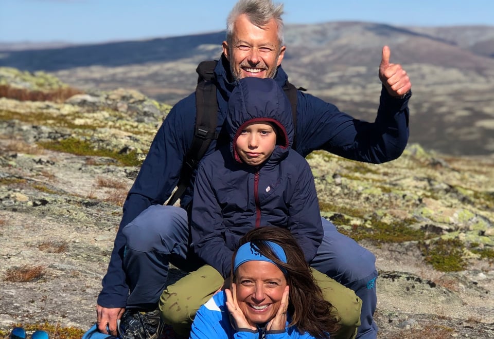 Øyvind Bergkvam med familie på tur i Upsetetraktene
