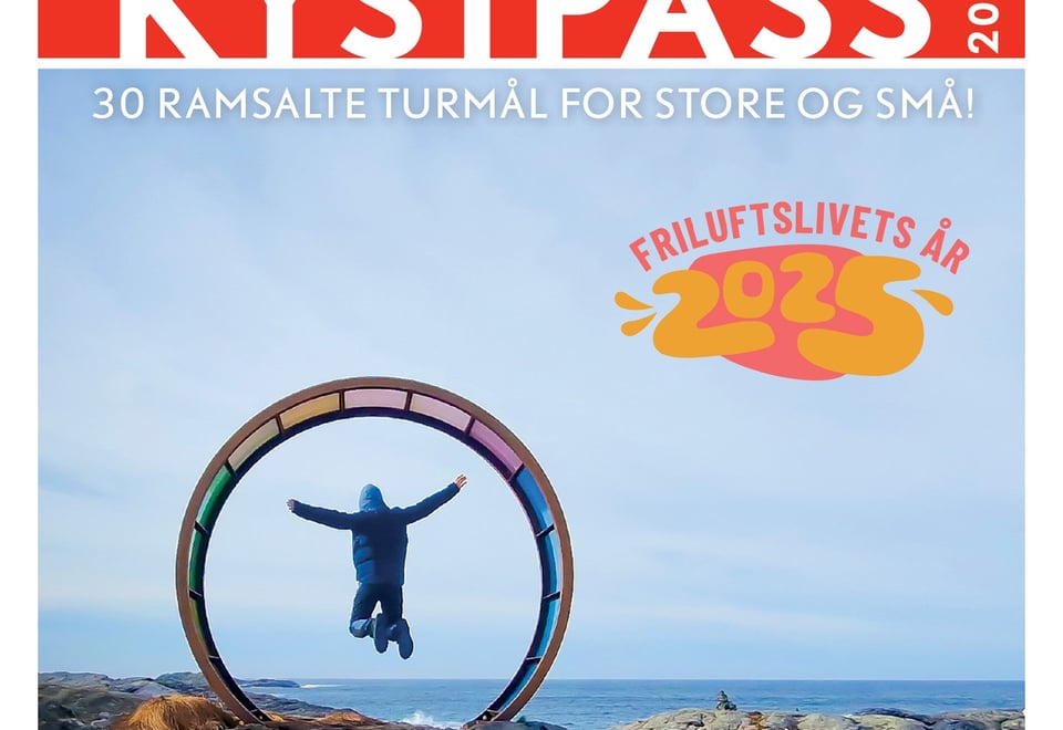 gutt hopper inni kunstskulptur i steinete landskap. Skyet himmel 