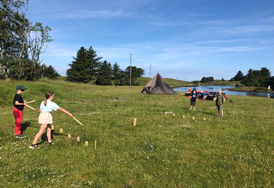 Barn spiller kubb