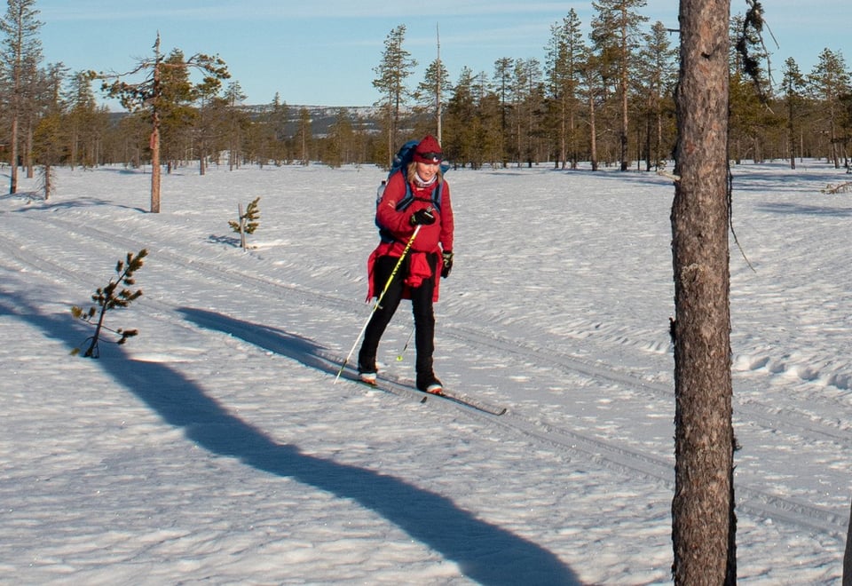 person på ski på vidde