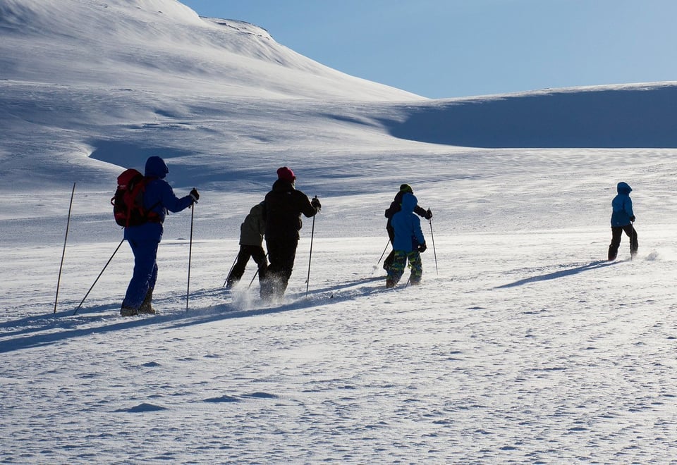 På skitur med barn fra Fondsbu mot Utsikten i -15 grader og sterk vind.