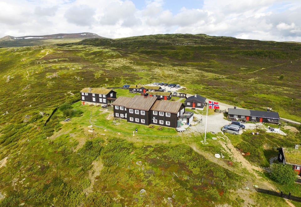 Grimsdalshytta i fugleperspektiv