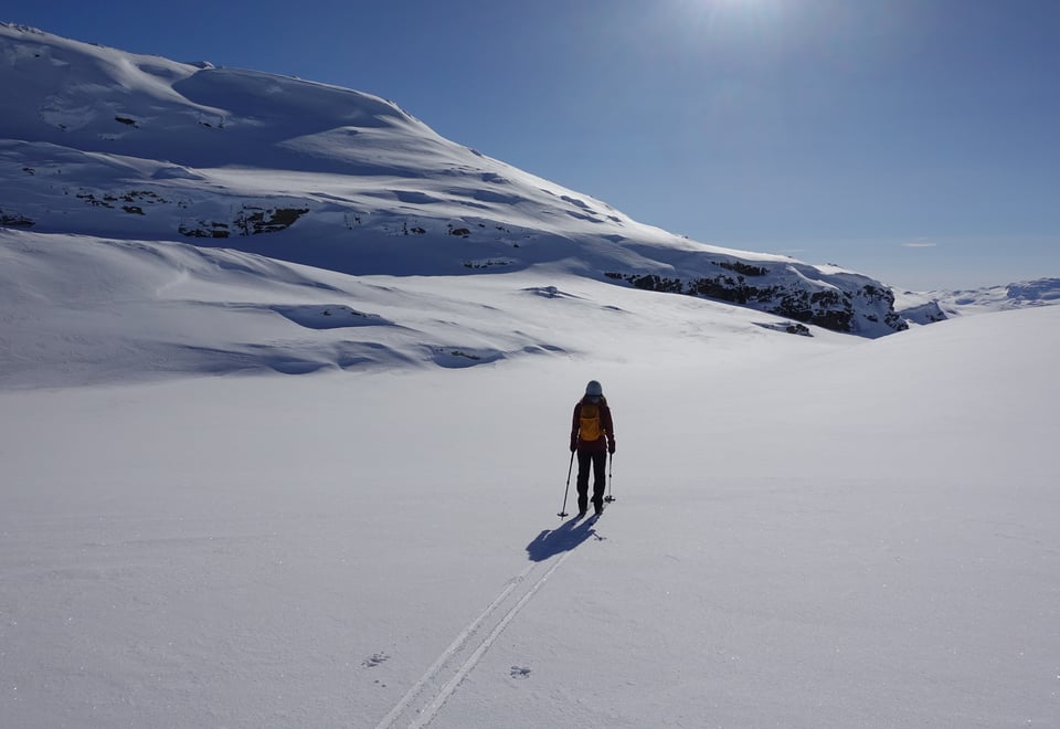 Person som renner nedover en bakke på ski