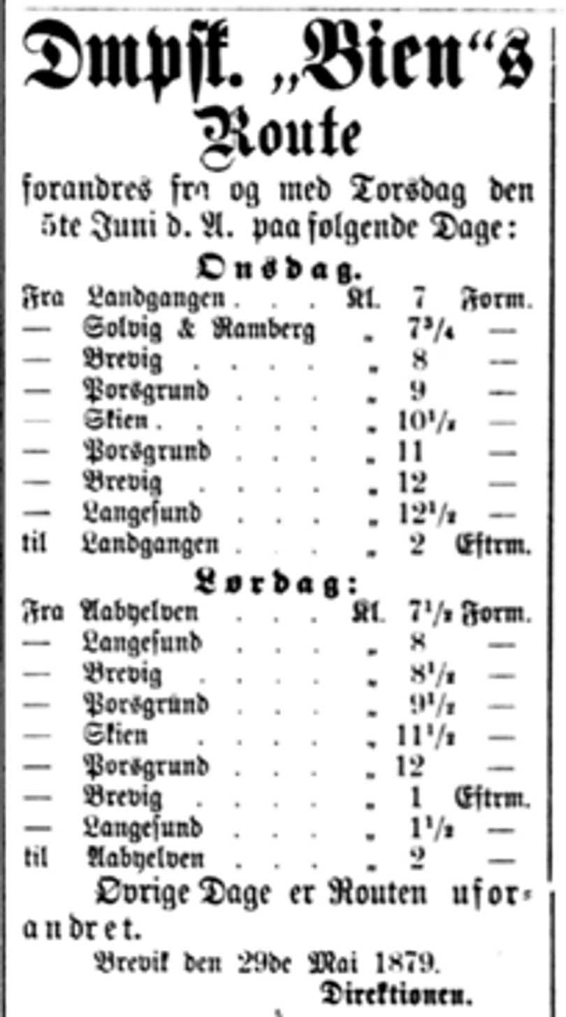Gammel rutetabell