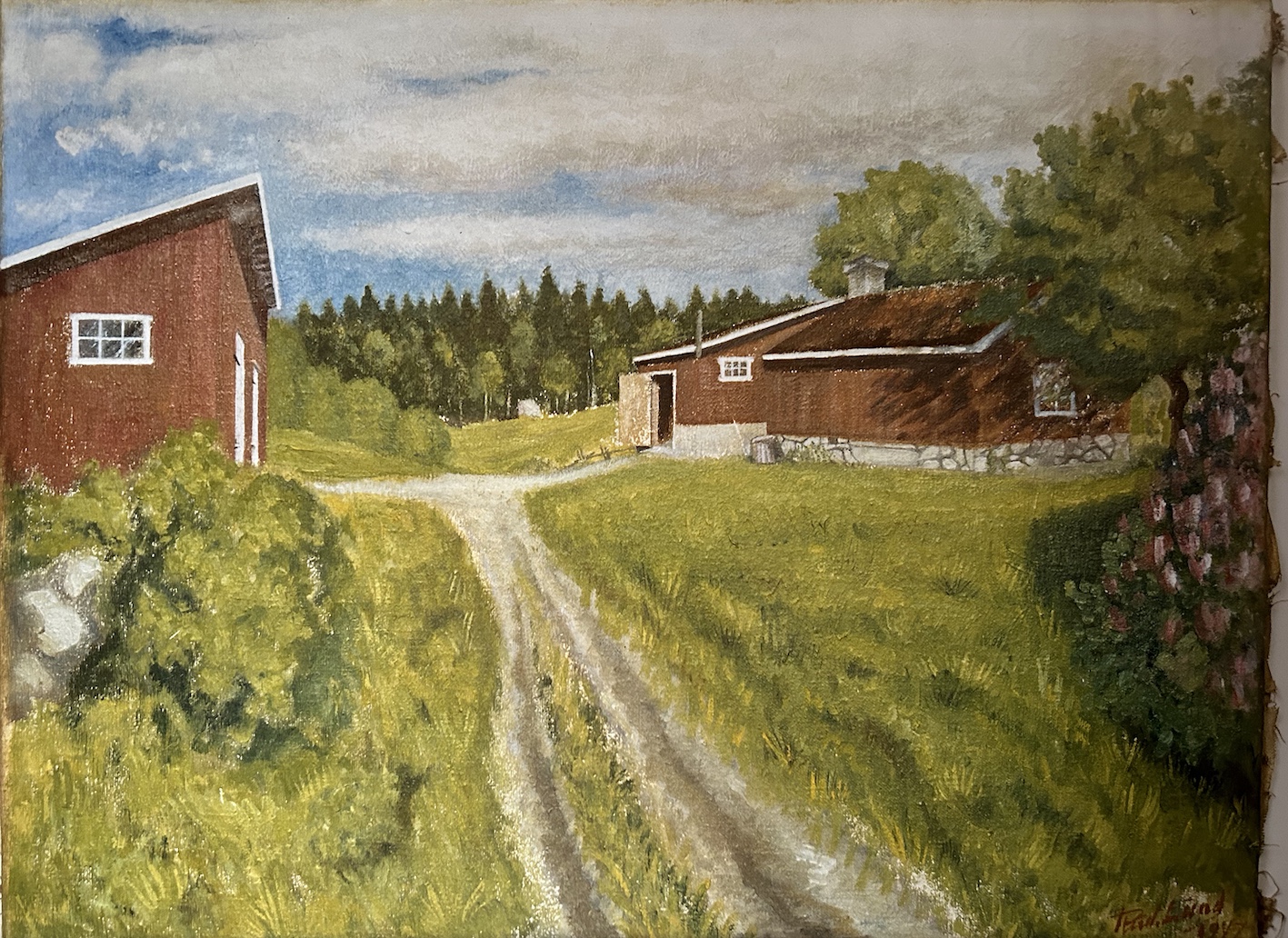 maleri av en gammel g&aring;rd