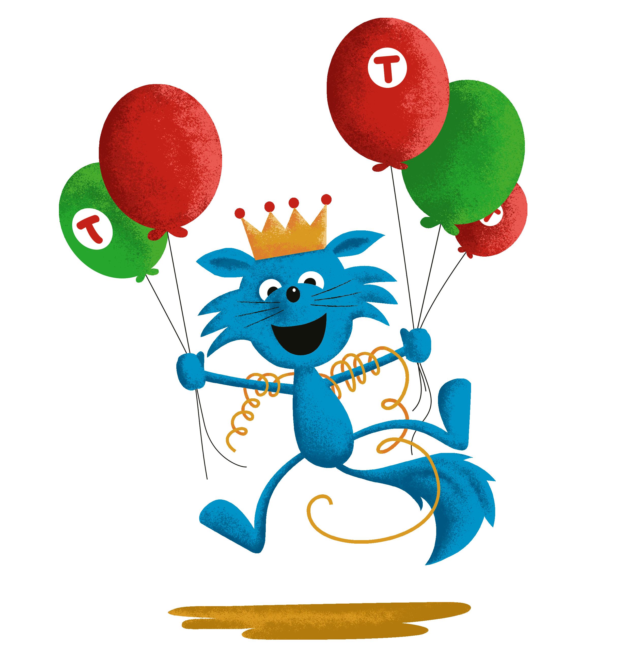 Turbofjellrev med ballonger og krone - klar for utebursdag p&aring; Kom deg ut-dagen.