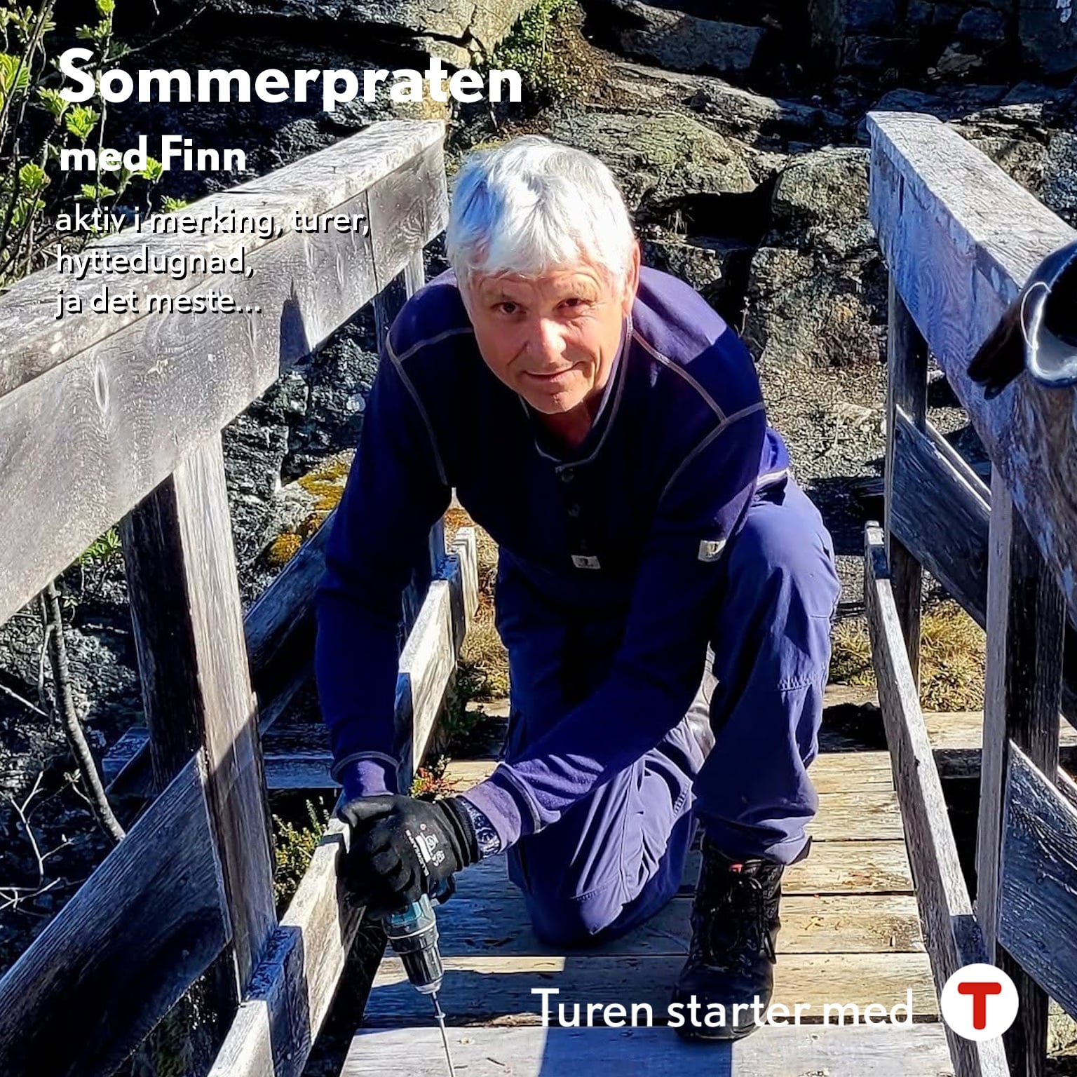 Person jobber dugnad på ei smal bru over elv