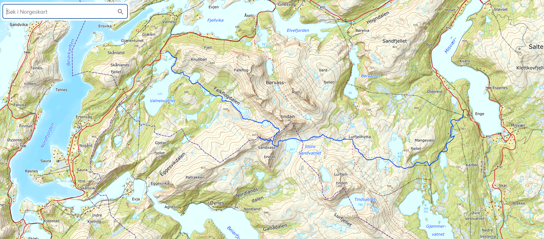 Kart over l&oslash;ypa