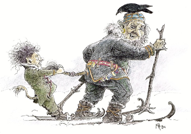 Hver måned i kalenderen finne du ei flott tegning av Matti Jäntti