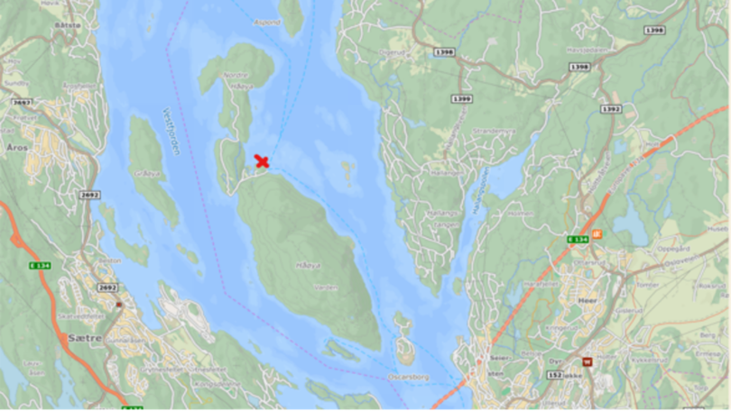 kartutsnitt over håøya