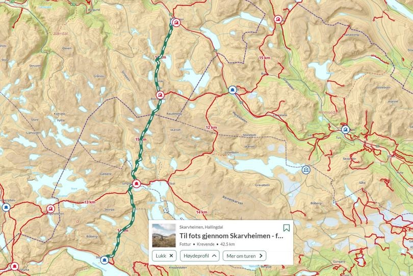 Map over Skarvheimen