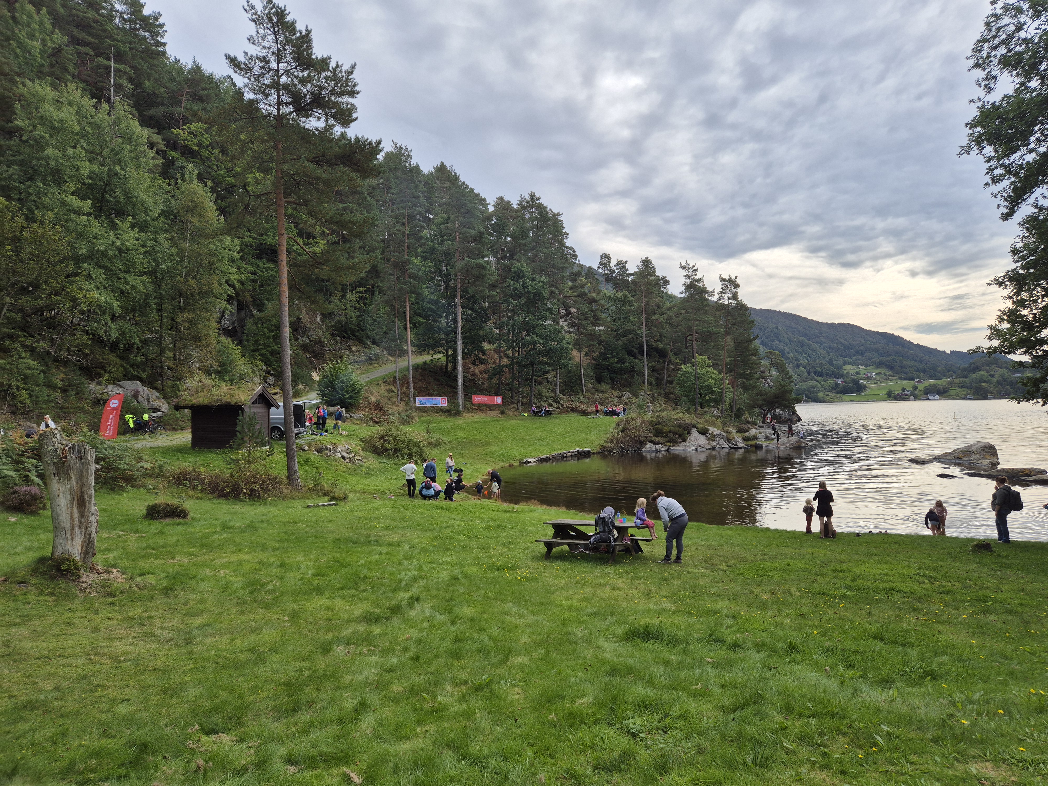 Idyllisk vik med gr&oslash;nne pleier