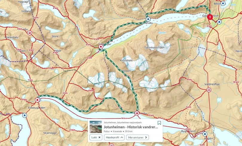 Map over Jotunheimen