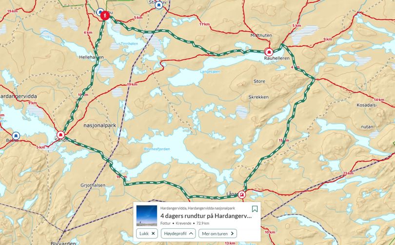 Map over Hardangervidda