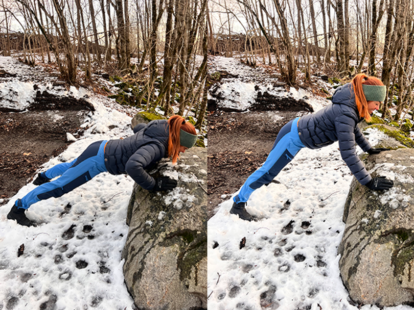 person som tar push ups ute