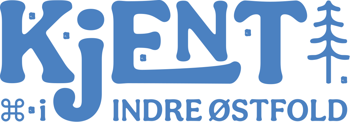 En bl&aring; logo med teksten "Kjent i Indre &Oslash;stfold"
