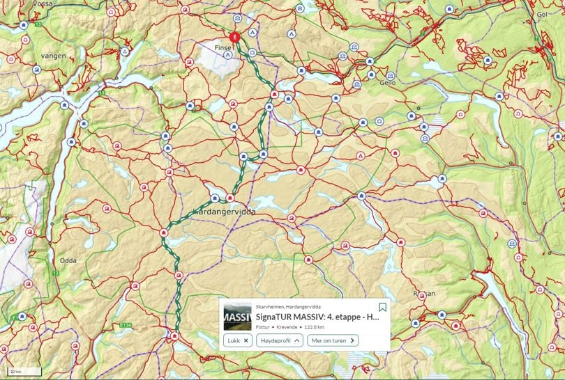 Map over Hardangervidda