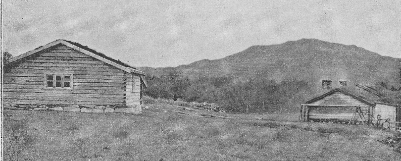  Den første Nedalshytta og Nedalen gård Foto: Carl Schulz 