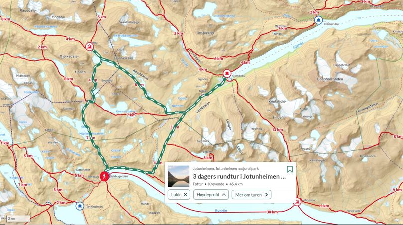 Map over Jotunheimen