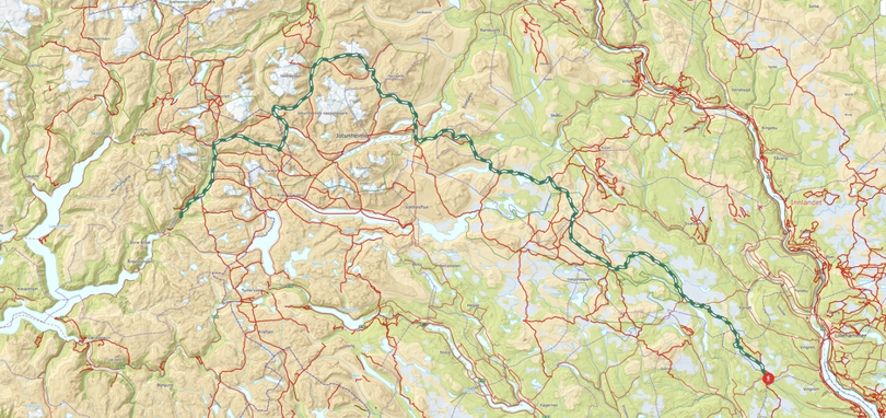 Kartbilde over OMVEIEN-ruta