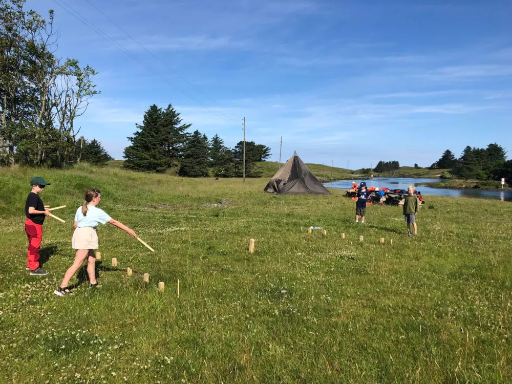 Barn spiller kubb