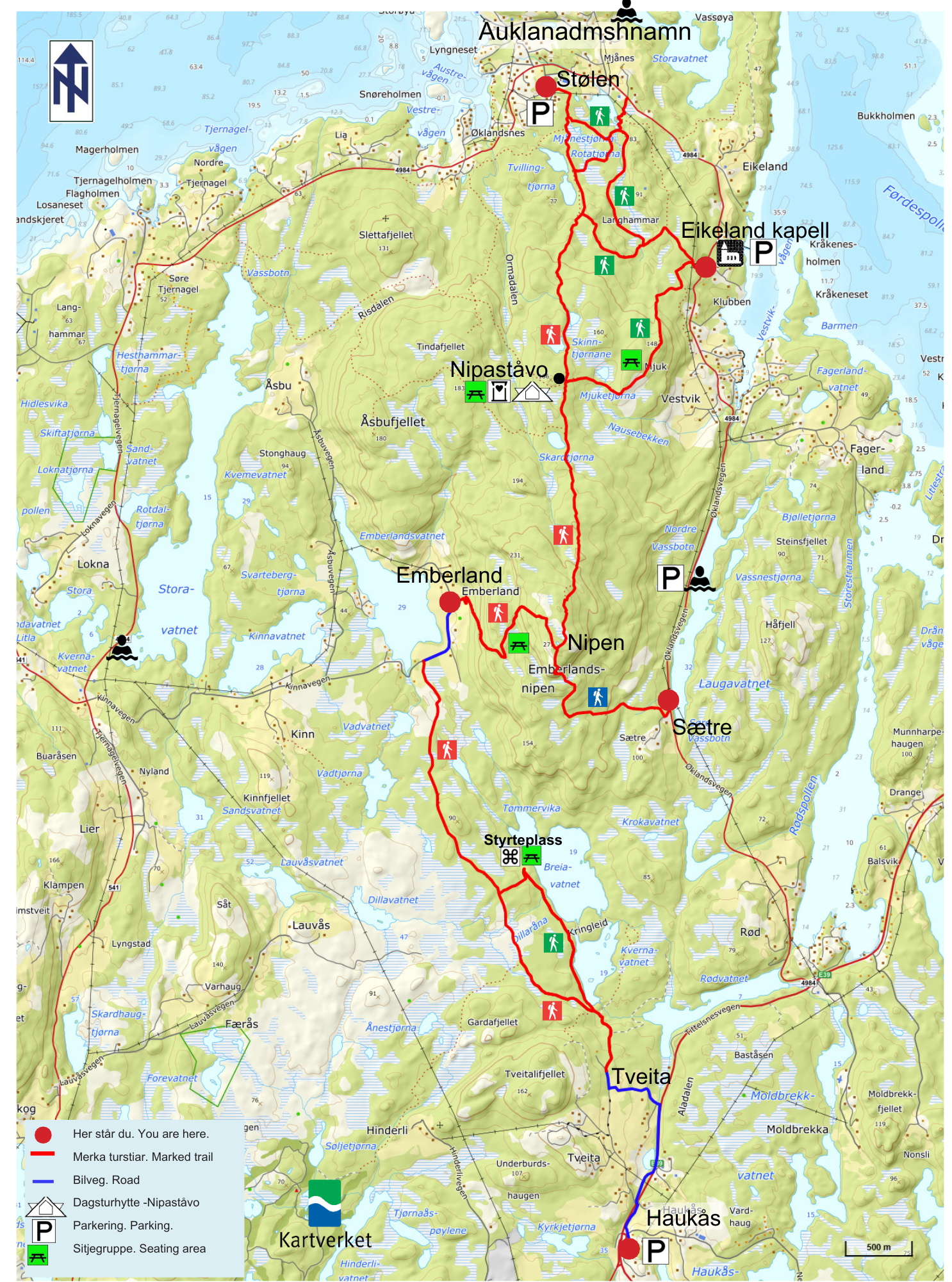 Kart og inforrmasjonsskilt Nipastien