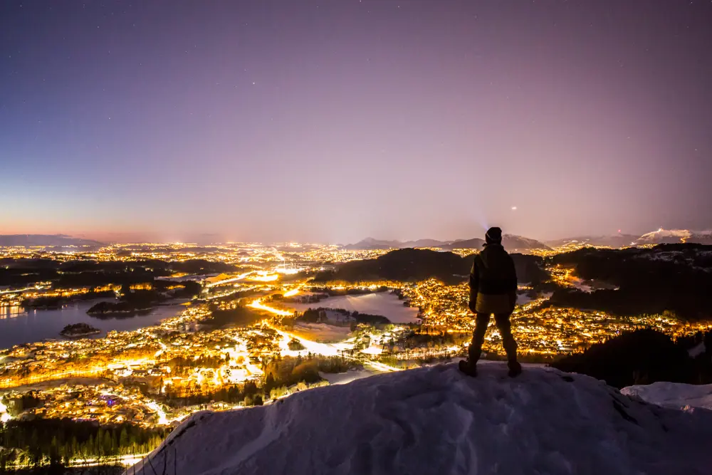 Utsikt over Bergen fra Ramsberget på Fanafjellet.