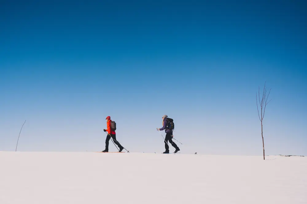 To personer som går på fjellski