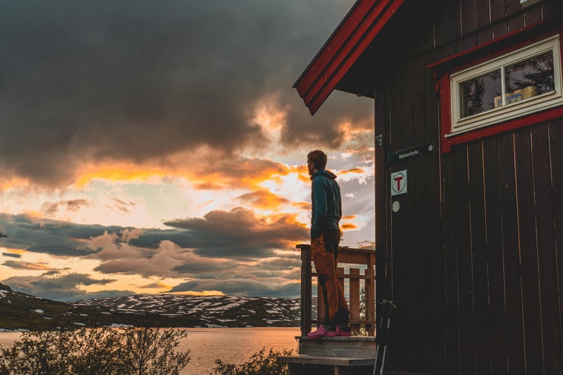 A person outside a DNT-cabin