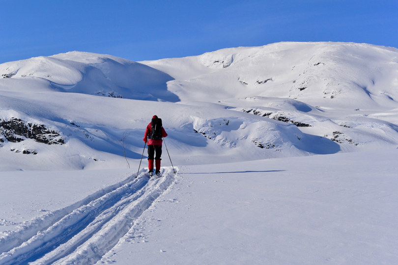 Fra Holmavatn mot Haukeliseter, på vei ned mot Kjelavatn 6. mars 2020
