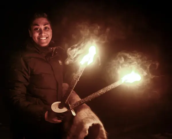 Klar for fakkeltog på Svukuriset i Femundsmarka nyttårsaften.